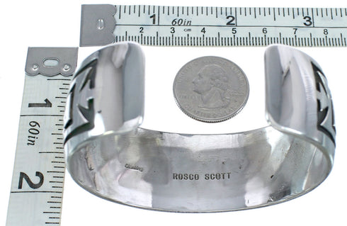Native American Genuine Sterling Silver Overlay Cuff Bracelet AX121834